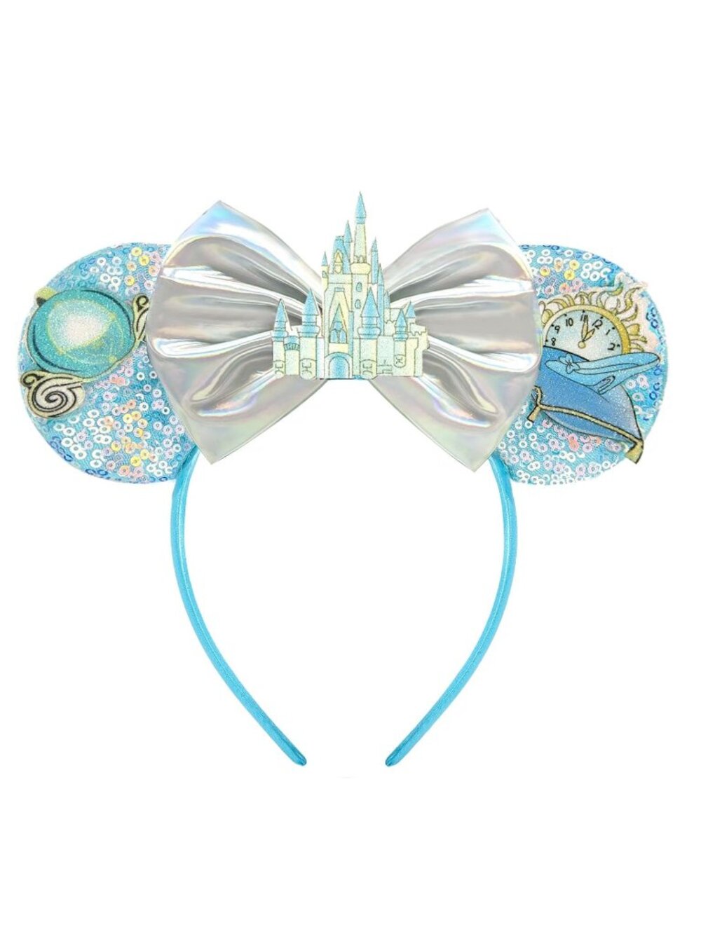 Women Blue Castle Sequin Halloween Mickey Mouse Headband for Cosplay